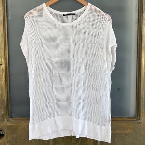 Rag & Bone Jean White Mesh Knit Top Sheer Minimalist Summer Layer Size S